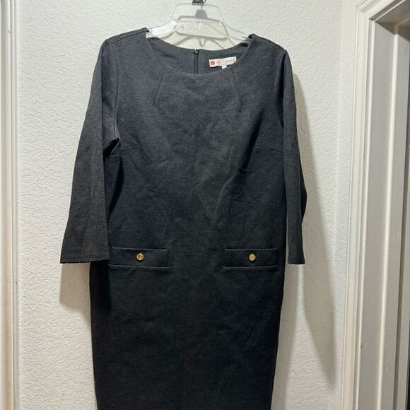 JUDE CONNALLY Sabine Dress in Charcoal Gray, Size L - Picture 2 of 9